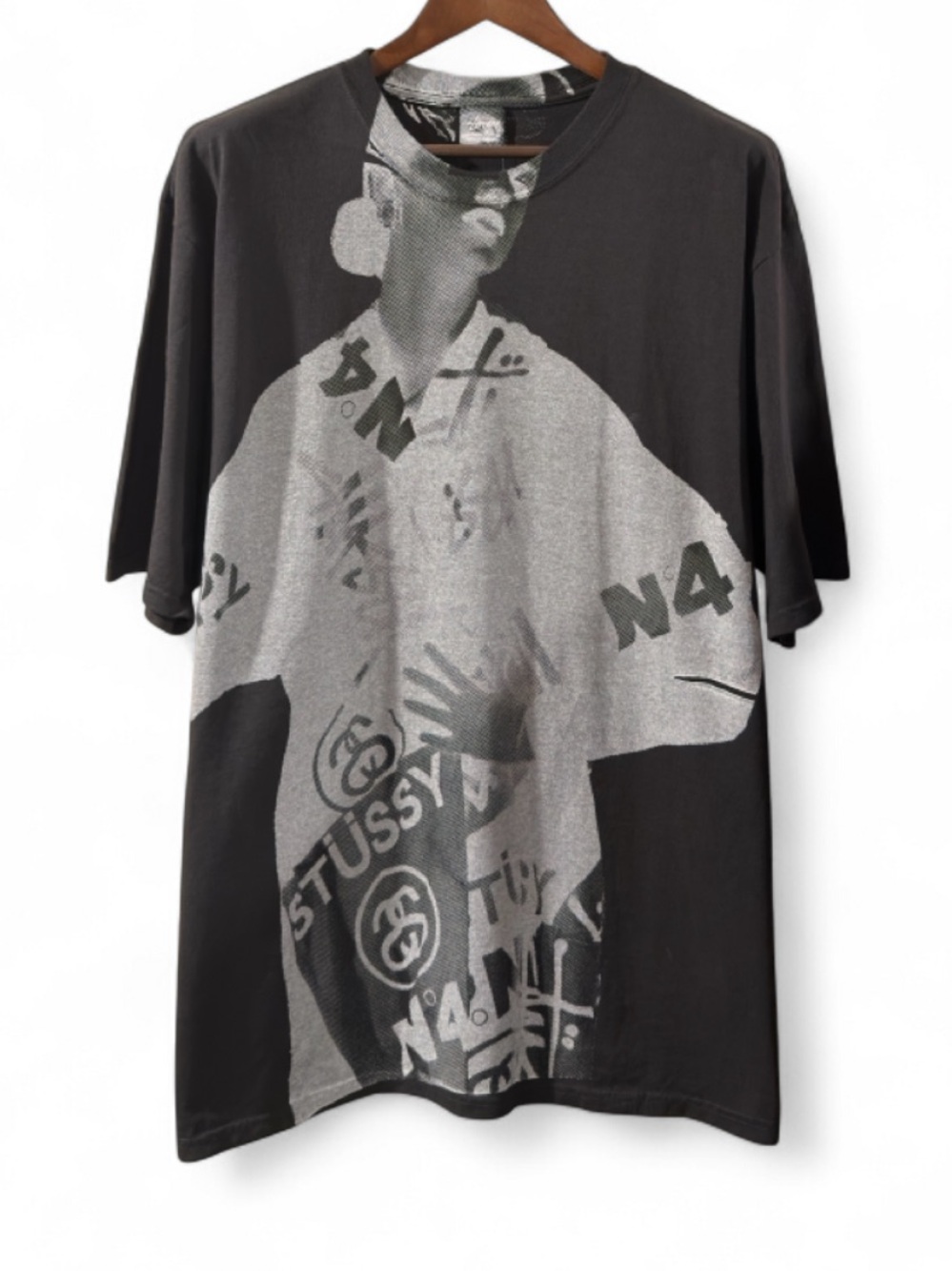 Stüssy N°4 Archive Lady Paris Washed Black T-shirt Size Men’s XL (NWT) - Picture 2 of 5